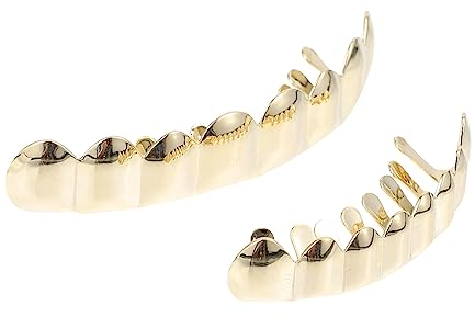 Toyvian 2 Sätze Zahnersatz Farbe Zähne Begünstigt Zahnkappe Zähne Fang Gefälschte Halloween-reißzähne Hip-hop-zähne Zähne Für Männer Goldzähne Unten Grill Kupfer Abschlussball Frau