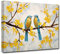 CXHOSTENT Vogel Leinwand Wandbilder zwei Paar Vögel auf Zweig gelbe Blume Baum Kunstdrucke Liebesvögel Bilder für Heimdekoration (A, 40.00 x 60.00 cms)