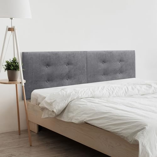 DHOME Acualine Pro Doppel-Kopfteil aus Kunstleder oder Stoff, 2-teilig, gepolstert, hochwertiger Kopf, Aschgrau, 220 cm (200 cm Bett)