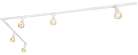 QAZQA - Modern Modernes 1-Phasen-Schienensystem Komplettset I Spotlight I Deckenspot I Deckenstrahler I Strahler 5-flammig inkl. E27-Fassung weiß - Jeana I Wohnzimmer I Schlafzimmer - Stahl Länglich -