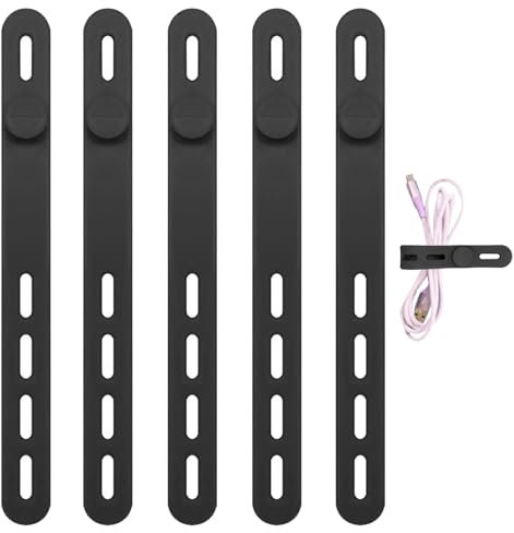 Silikon Zipper Binder | Silikon Lanyard mit 4 verstellbaren Löchern | Kordelbinder für Ladekabel, USB Kabel, Kopfhörer, Stifte, Schlüsselanhänger, Management