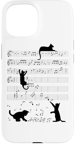 Niedliche Katze, die Musik spielt, Notenschlüssel Musiker Kunst Hülle für iPhone 15