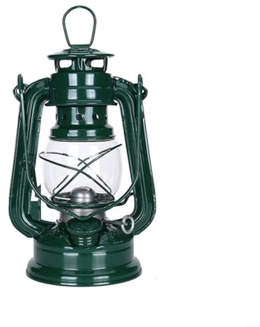 EpheyFIF Petroleumlampe Ollampe Nostalgische Petroleum-Sturmlaterne Mit Feuerfestem Beleuchtung Lampenol Glaskolben Stunden Outdoor - Kerosinlampe(19CM Grün)