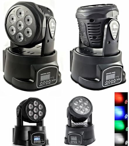 PROIETTORE LED RGB TESTA ROTANTE MOBILE EFFETTI DISCO 7 LED 10W Led wash DMX, TESTA GIREVOLE