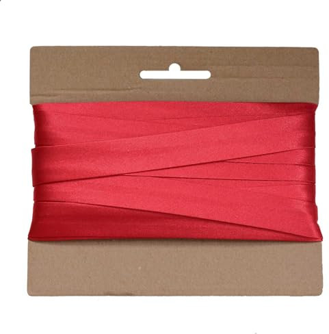 20m Schrägband Satin 20mm gefalzt Kantenband Einfassband 29 Farben wählbar, Farbe:kirschrot