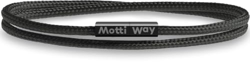 Motti Way Nautical Durable Black Rope Cuff Unisex Waterproof Cord Bracelet for Men Magnetic Clasp, M Size