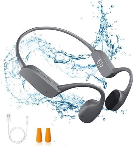 VDJUUY Bone Conduction Headphones Bluetooth 5.2 Open Ear Headphones with Mic, Stereo Sound 8H Playtime, IP67 Waterproof Headphones for Driving, Cycling, Running, Sport