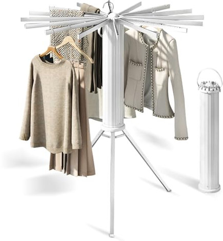 Trípode de secado de ropa con 16 postes de acero inoxidable de 51 cm, estante plegable de secado de ropa de pulpo, capacidad de 35 kg, tendedero portátil para uso en interiores y exteriores