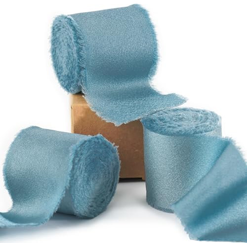 Ligtmor Geschenkband Satinband 3,8cm x 13,5m chiffonband Schleifenband Stoffband Hochzeit Seidenband - Himmelblau