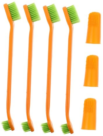 COLLBATH 1satz Hundezahnbürsten Für Hunde Teiliges Zahnpflege Doppelköpfiger Zahnbürste Und Silikonfingerzahnbürste Für Gesunde Zähne Und Frischen Atem Bei Kleinen Und Großen Hunden