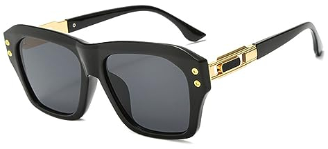 HCHES Square Sunglasses Men Vintage Sun Glasses Women UV400 Shades Eyewear,01,One size