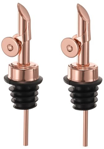 sourcing map Weighted Stainless Steel Liquor Bottle Pourers, 2 Pcs Auto Flip Feature Olive Oil Dispenser Spout, Bottle Pourers for Alcohol Wine Vinegar, Rose Gold