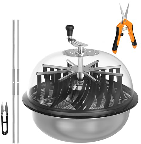 iPower 48,3 cm Knospenblatt-Schüssel-Trimmer, gedrehter Drehschnitt mit klarer Sichtkuppel, scharfe Edelstahlklingen, 16,5 cm Gartenschere im Lieferumfang enthalten für Hydrokulturen, Blumen und