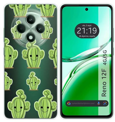 Transparente Silikonhülle für Oppo Reno 12F 4G / 12 F 5G, Design Kaktus