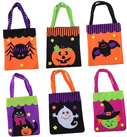 Beavorty 6 Stück Halloween-karftbeutel Lustige Fusselbeutel mit Applikation für Jungen/mädchen Leuchtende Farben Weiches Material für Party-dekorationen