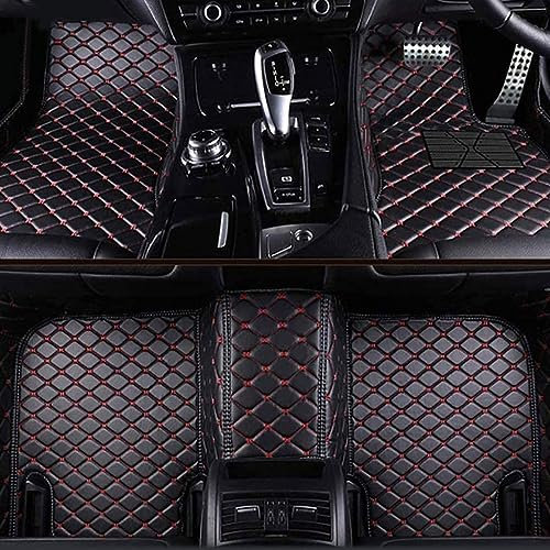 WEIHUANB Auto Fußmatten für BMW 1er F20 F21 116i 118i 120i 2015-2017(LHD), PU Leder Fussmatten wasserdichte Teppichunterlage Teppich Wandteppich rutschfeste Zubehör,C/Black-red
