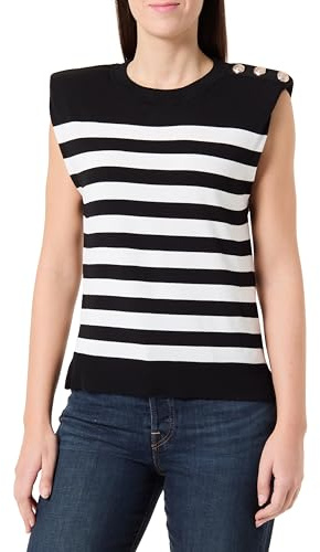 Morgan Damen-Pullover, Schwarz/Off White, Small