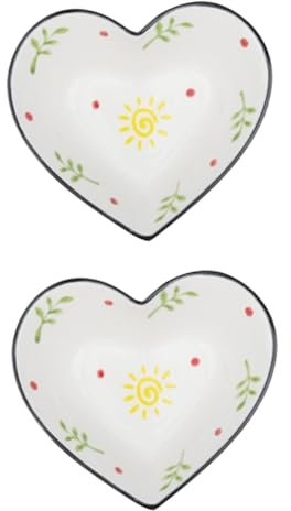 Alipis 2 Pz ciotola a forma di cuore Vassoio per cupcake ciotola da frutta vassoio da portata ciotola colazione scodella colazione vassoio di frutta per spuntini insalatiera ceramica