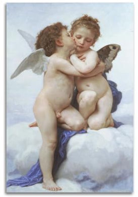 William-Adolphe Bouguereau Kunstwerk (Amor und Psyche als Kinder), dekoratives Poster, Leinwand, Wandkunstdruck, Foto, Bild, Gemälde, Raumdekoration, Heimdekoration, 20 x 30 cm