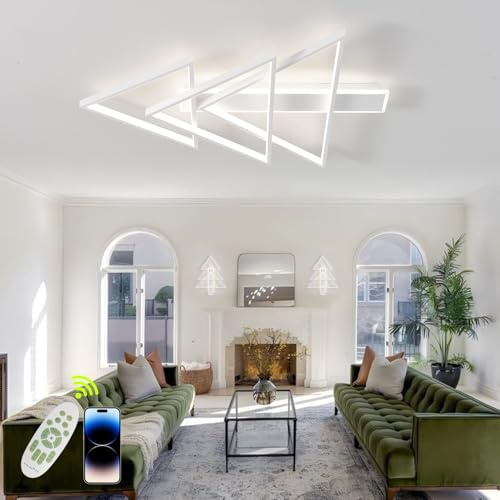 UVWHYZ Deckenleuchte Wohnzimmer Moderne LED Ø75cm für Deckenlampe : Stufenlos dimmbar per Fernbedienung (3000-6500K, 69W), Energiesparend im eleganten Weihnachtsbaum-Design Weiß