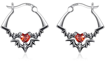 JERWLI Fledermaus-Ohrringe 925er Sterlingsilber Halloween-Creolen Gothic-Fledermaus Gothic-Halloween-Schmuck Geschenk für Frauen