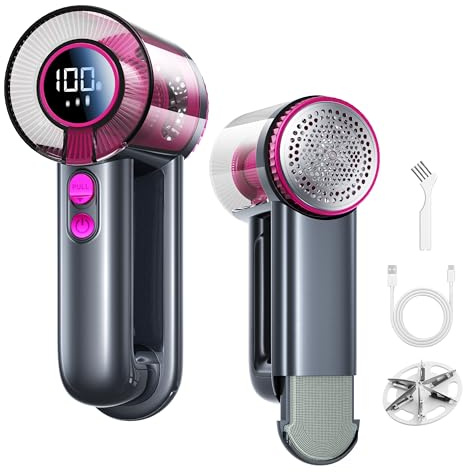 DRFLASH 2-in-1 Rechargeable Fabric Shaver & Lint Remover,1800mAh | 3-Speed Lint Shaver with Digital LED Display, Type-C Fast Charging Port, Portable for Clothes, Furniture, Couches, Blankets
