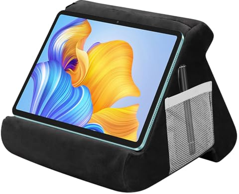Behogan Supporto per tablet, supporto triangolare con tasca, mini supporto per computer, supporto per cuscino da lettura, supporto per libri, supporto per cuscino per laptop, supporto per iPad
