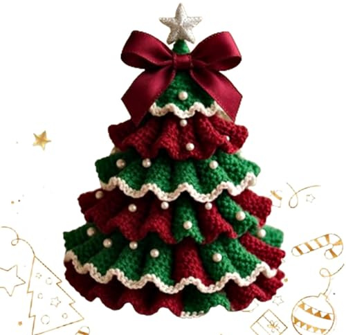 Kit per albero di Natale fai da te all'uncinetto, set di decorazioni natalizie fatte a mano, kit di decorazioni natalizie per principianti, fiocco per albero di Natale, decorazioni all'uncinetto, kit