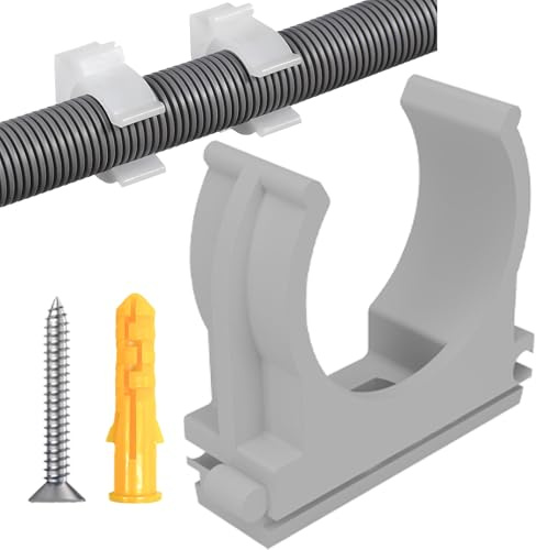 MejaRizon 50 Stück Rohrschellen 20mm, M20 Rohrhalterung mit 50 Stück Schrauben und Schraubenexpansionsrohren ausgestattet, Klemmschellen Geeignet für Isorohr, Stangenrohr, Kabel Leerrohr anreihbar