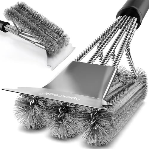 BBQ Wire Brush for Grills, BBQ Cleaning Brush, Heavy Duty Stainless Steel | BBQ Brush Grill Brush with Scraper for Gas Charcoal Outdoor Barbecue Grills