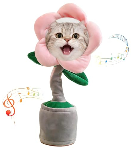 Custom Dancing Talking Sunflower with Face,Personalized Singing and Dancing Dancing Flower,Fun Sunflower Gifts for Christmas (Light Pink)