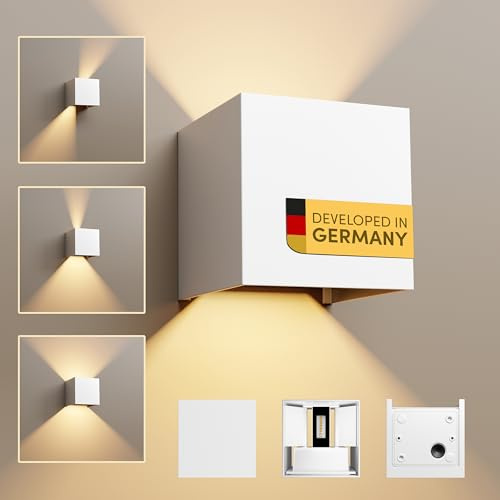 Scandinavian home LED Wandleuchte Aussen & Innen I Helligkeit einstellbar I IP65 230V 6W Warmweiß 3000K 700lm I Aussenlampe Wand, Outdoor Lampe, Wandleuchte Innen, Aussenleuchten Hauswand, Wandlampe
