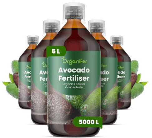 Organifer Engrais Liquide pour Avocatier, 5x1L, Organique, Favorise Racines Fortes et Feuilles Saines
