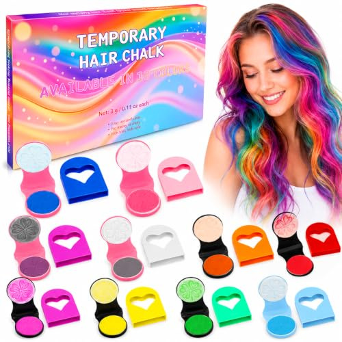 10 Piezas Tizas para El Pelo – Tiza de cabello Lavable – Tinte Temporal Es Adecuado – Apto para Hombres y Mujeres,Niños,DIY,Fiesta Cumpleaños
