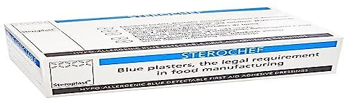 Steroplast Sterochef STCH1 Blue Detectable Plasters with Divider, Assortment Box, Pack of 100