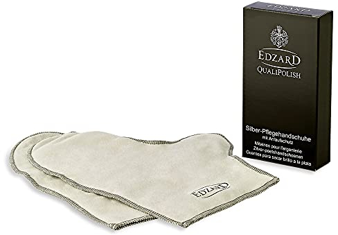 EDZARD QualiPolish® Silber Pflegehandschuhe (Paar) Reiniger für Schmuck, Münzen & Besteck aus Messing, Silber & Gold - Silberhandschuh, Putzmittel, Politur zur Pflege - Silberpflege für Schmuck