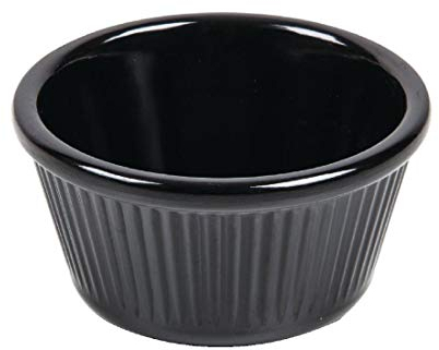 Kristallon Melamine Fluted Ramekins Souffle Side Dish Serving Dip Appetizer Gourmet Bowl Snack Dessert Tapas Mezze Tableware School Nursing Home Restaurant Cafe Hotel Pub Garden Bistro Black 76mm 76(Ø)mm/ 3. 85ml. Black. Pack quantity: 12.