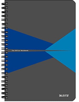 Leitz 44580035 Office Collegeblock A5 kariert, spiralgebunden mit Karton Einband Blau