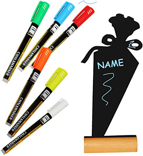 alles-meine.de GmbH 1 Stück Kreidestift - Neon BLAU - dünn bis 2 mm/abwischbar & wasserfest - für Fast ALLE Materialien/flüssig - Kunststoff - z.B. Tafel & Fenster/Me..