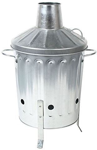 CrazyGadget® Small Medium Large Extra Large Galvanised Metal Incinerator Fire Burning Bin with Special Locking Lid (15 Litre)