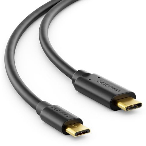 deleyCON 0,5m USB C a Micro USB - Cable de Carga y Cable de Datos de USB-C a Micro-USB - Compatible para Smartphone Tableta con Toma Micro-USB o Adaptador de Carga para Tableta y Portátil con USB-C
