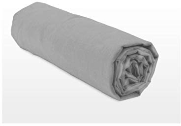 Home Linge Passion – Drap Housse 100% Coton – 57 Fils/cm² – Taille 180x200 cm – Gris Clair – Bonnet 25 cm – Tissage serré – Doux, Respirant, Lavable – Home linge passion