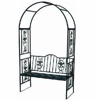 TrendLine Rosenbogen mit Bank 122x52x210 cm Gartenbank Rankhilfe Rankgitter