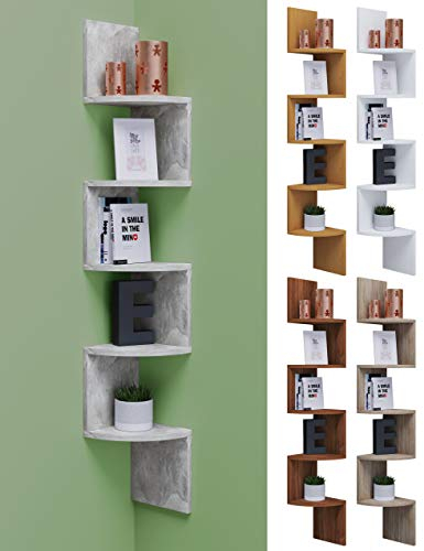 VCM Holzregal hängend | platzsparendes Regal | Maße: H. 123 x B. 20 x T. 20 cm | Elegantes Regal hängend | Aufbewahrungsregal | Bücherregal | Wandregal - Mintis