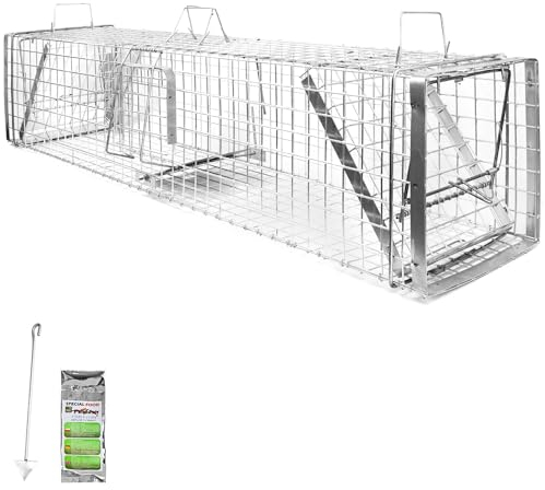 Petigi Piège à Animaux Humaine Animal Vivant Piège Cage 150 x 34 x 34 cm Chat Castor Renard Raton Laveur