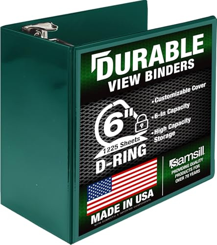 Samsill: 15,2 cm D-Ring-Ordner, verschließbar, anpassbar, klarer Einband, Grün, hält 1225 Seiten
