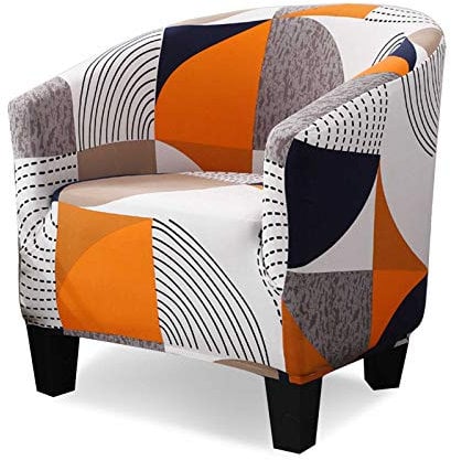 VanderHOME Tub Stuhl Sessel Sesselbezug Sesselhussen Stretch Elastisch Sofahusse Clubsessel Jacquard Sofahusse Husse für Cafe Stuhl Sessel Loungesessel Cocktailsessel orange Puzzle