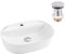 VBChome Waschbecken 50 x 38 cm Keramik Weiß Oval Pop-up ventil Click-Clack Waschtisch Handwaschbecken Aufsatzwaschbecken Waschschale Gäste WC