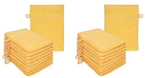 Betz Lot de 20 Gants de Toilette Premium Taille 16x21 cm 100% Coton Couleur Jaune Miel