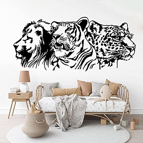 Zdklfm69 Wandtattoo Wandaufkleber Wandsticker Große Löwe Tiger Leopard Kinderzimmer Schlafzimmer Afrika Tier Zoo Wildlife Spielzimmer Vinyl Wohnkultur 168x74cm